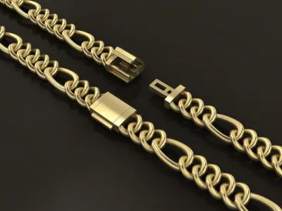 Figaro Cuban Chain Link Rounded Frame 7mm Width 3D print model
