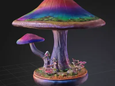 Fantasy Rainbow Mushroom - High-Detail 3D Model Free 3D model