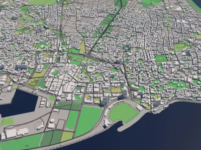 Beirut Lebanon 25x25km 3D City Map 3D model