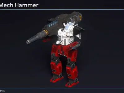 Light Mech Hammer Low-poly 3D model