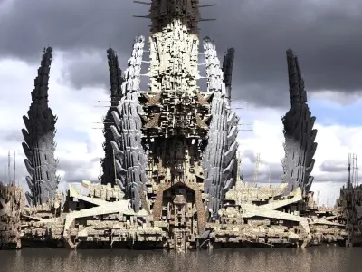 Sci-Fi City Royal Bridge Tower Kit bash 3 3D model