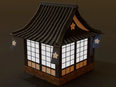 Japanese House Lowpoly Isometric Low-poly 3D model