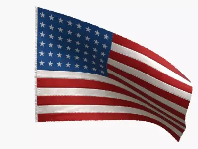 US Flag 48 Stars 1912-1959 Low-poly 3D model