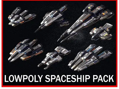 27 Lowpoly Sci-Fi Spaceship  Kitbash Bundle Pack Bundle Package Low-poly 3D model