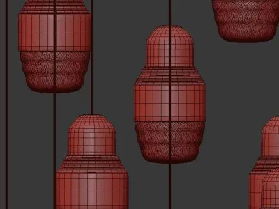 fedora copper and glass pendant lights hanging from ceiling 3D model