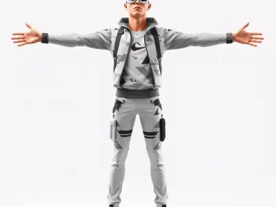 Futuristic Streetwear Male model pack Low-poly 3D model