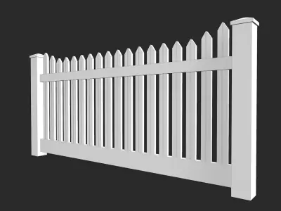 Wooden Fence Low-poly 3D model 6