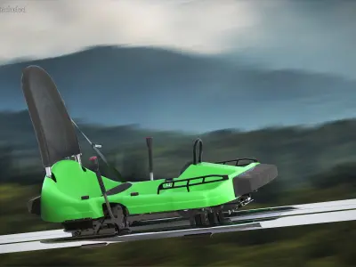  Rail-Guided Coaster Sled With Levers Green 