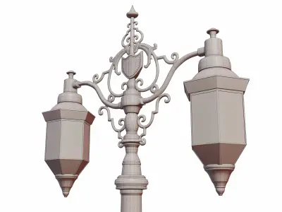 Parisien-Inspired Vintage Streetlight Low-poly 3D model
