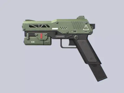 Tactical scifi gun Low-poly 3D model