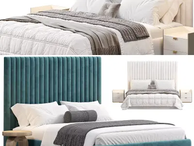 Louvers bed in navy blue by krasdom 3D model