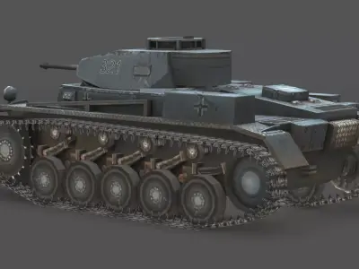Pz II-F Light Tank 3D Model Low-poly 3D model