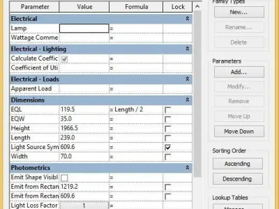 Revit Light Brick Parametric family Low-poly 3D model