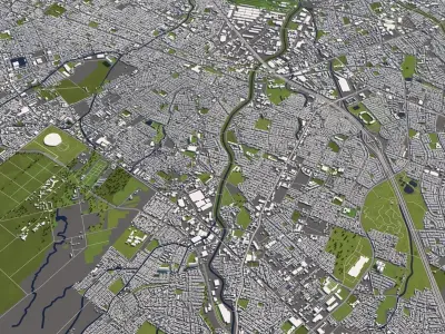 Sapporo Japan 50x50km 3D City Map 3D model