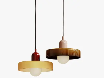 Bauhaus Stained Glass Pendant Light 3D model