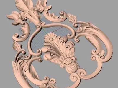 Door design 3D relief model STL format file for CNC carving E668 3D model
