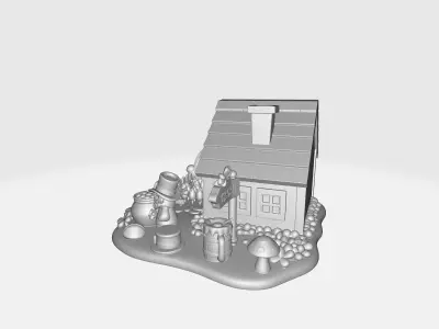St Patrick Day Lucky Cottage Leprechaun House with Rainbow 3D print model