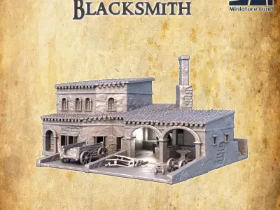 Colonial Blacksmith Tabletop Terrain 28 MM 3D print model