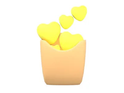 Heart French Fries Packaging Icon v1 005 Low-poly 3D model