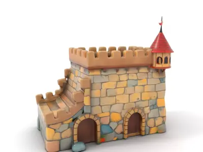 Classic Stone Fortress model pack Low-poly 3D model