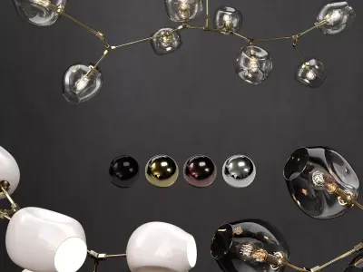 Branching bubble 8 lamps 3D model