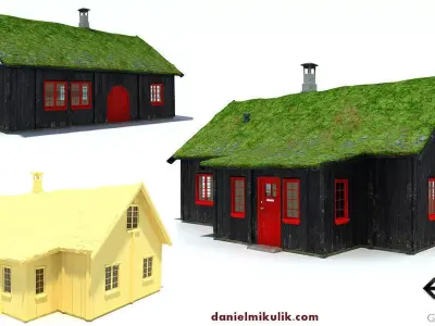 Faroe Island House Low Poly 3d Model Low-poly 3D model