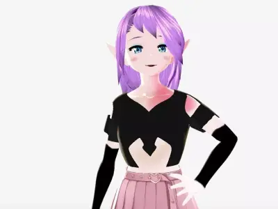 SciFi 3d anime kawaii girl character c25 Low-poly 3D model