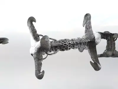 Xeno Inspired Spine Ship 3 ships 3D model