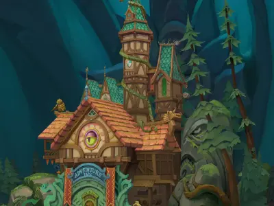 Stylish Magic Forest Cabin Low-poly 3D model