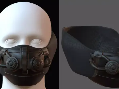 Gas mask helmet 3d model scifi Low-poly  Low-poly 3D model 285