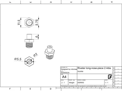 Riveter LOBTEX HR002A long-nose-piece Free 3D print model