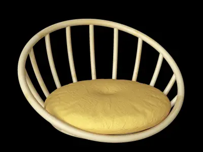 Tanpopo rattan chair with cushion Free 3D model