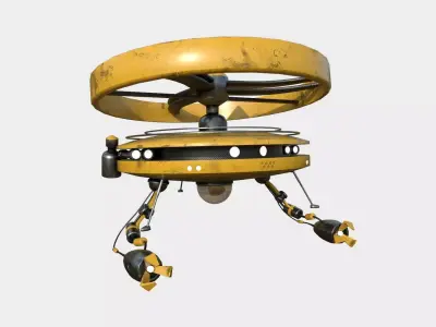 Flying Robot I03 Yellow - SciFi Character Design Low-poly 3D model