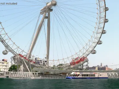 London Eye Millennium Wheel Pier with River Cruises Boat 
