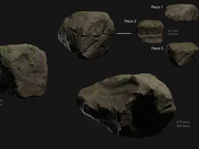 Forest Rocks Set Low-poly 3D model