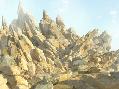High poly Yellow Spiky Modular Rock 230715 3D model