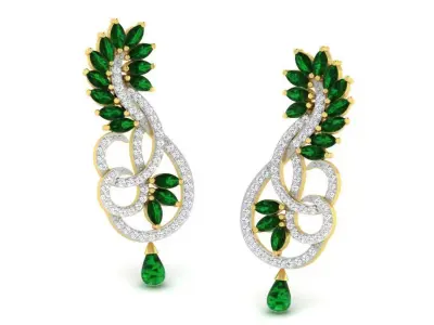 Gold Diamond Women Earring 3D print Model 3D print model 186