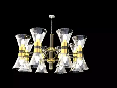 chandelier made of glass and gold 3D model purchase