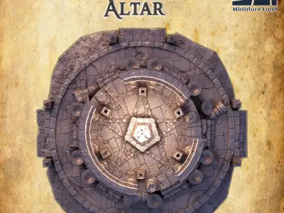 Old Round Altar Tabletop Terrain 28 MM 3D print model