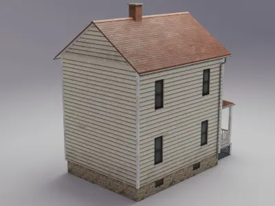 Wooden House Low Poly Game Ready 3D Model Low-poly 3D model