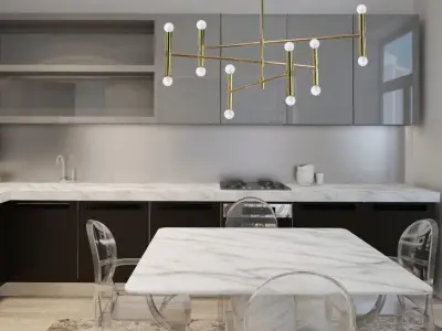 Orlando Sputnik Modern Linear Chandelier Light 3D model
