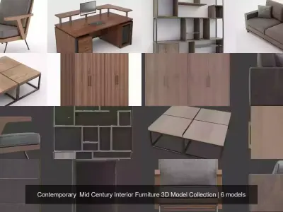 Contemporary  Mid Century Interior Furniture 3D Model Collection 3D Model Pack