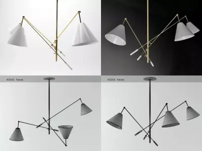 Sinatra chandelier with three lamps 3D model