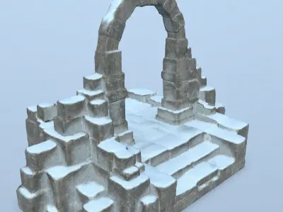 gate 1 stone archway in snow Low-poly 3D model
