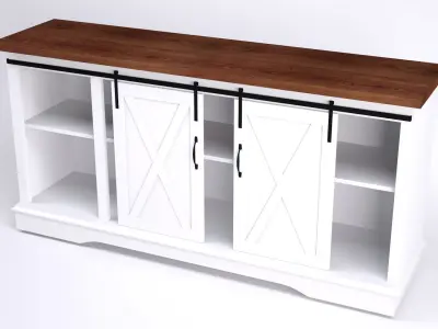 TV Stand Barn Doors 3D model