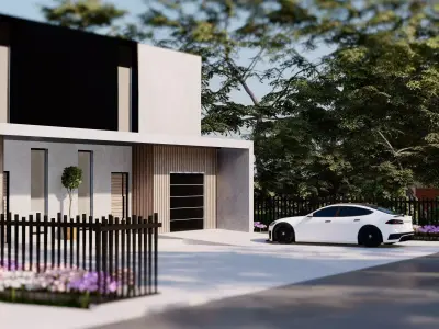 Modern Duplex House 3D Model Residential Architecture Exterior  3D model