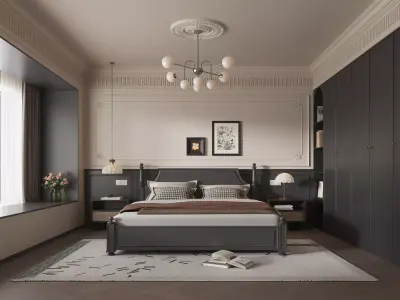 French Style Bedroom Low-poly 3D model