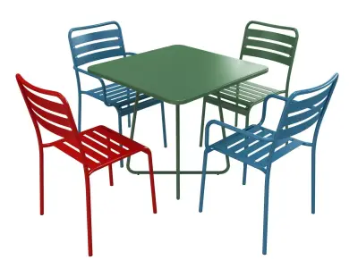 Street  cafe restaraunt metal chair table 3D model