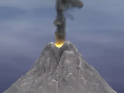 -Volcano Stylized  - Active with smoke simulation for Blender- 3D model