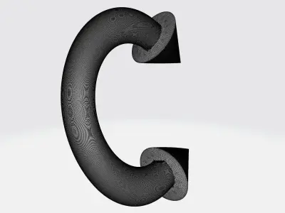 Piercing letter c door handle 3D model